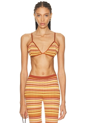 Bananhot Ann Top in Toffee Rib Stripes - Tan,Rust. Size M (also in XS, S, L).