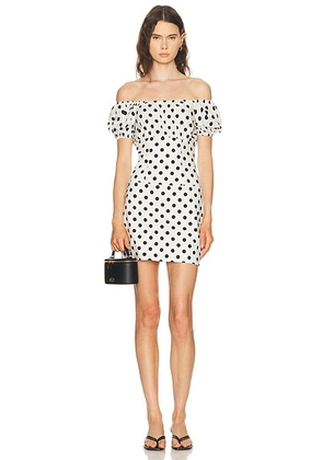 CAROLINE CONSTAS Calla Mini Dress in Ivory & Black - White. Size M (also in XS, S, L).