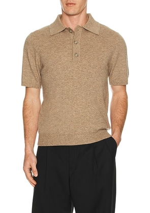 Entire Studios Short Sleeve Knit Polo in Camel - Brown. Size XS/S (also in M/L).