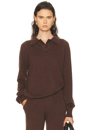 Amiya Heritage Travel Polo Sweater in Dark Brown - Chocolate. Size M (also in S, L).
