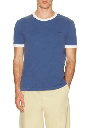 A.P.C. Contrast T-Shirt in Blue - Blue. Size M (also in L, S, XL/1X, XXL/2X).
