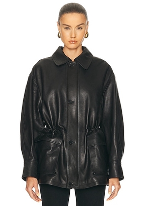ARMA Maeve Leather Barn Jacket in Black - Black. Size 40 (also in 42).
