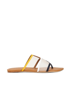 Christopher Esber Paloma Vapour Flat Sandal in Mondrian - Navy Blue,Yellow. Size 39 (also in 41).