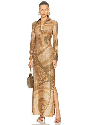 Emilio Pucci Long Sleee Dress in Oro - Metallic Gold. Size 38 (also in ).