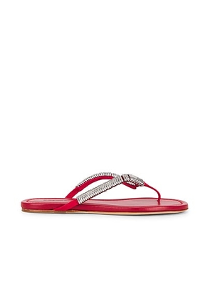 Christopher Esber Frida Pierced Suede Flip Flop in Cherry - Red. Size 37 (also in 36, 38, 39, 41).