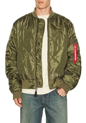 ALPHA INDUSTRIES L-2B Relaxed Quilted Flight Jacket in OG Green - Sage. Size L (also in M, S, XL/1X, XXL/2X).