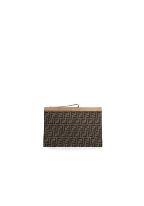 Fendi Embroidered Canvas Large Ff Clutch