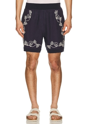 Agua Bendita Maury Shorts in Navy & White - Navy. Size 34 (also in 36, 32).
