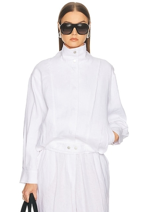 AEXAE Linen Bomber Jacket in White - White. Size S (also in XS).