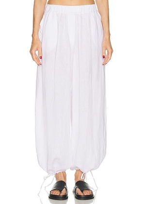 AEXAE Linen Balloon Pant in White - White. Size L (also in XS, S, M).