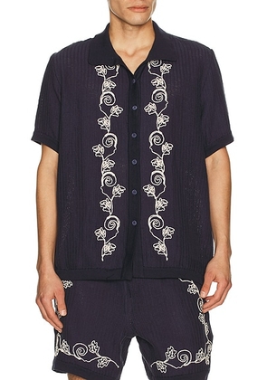 Agua Bendita Jared Shirt in Navy & White - Navy. Size M (also in S, L).