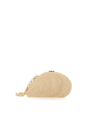 Simkhai Bridget Beige Shell-Shaped Clutch In Raffia Woman