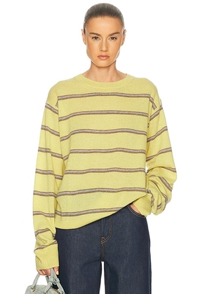 Eterne James Sweater in Butter Stripe - Yellow. Size M/L (also in L/XL).