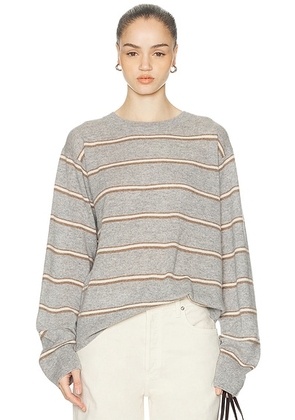 Eterne James Sweater in Heather Grey Stripe - Grey. Size M/L (also in L/XL).
