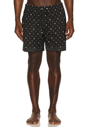 Amiri MA Paisley Swim Trunk in Black - Black. Size M (also in L, S, XL/1X, XXL/2X).