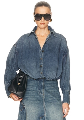 Brandon Maxwell Leland Shirt in Dakota Wash - Blue. Size M (also in XS, S, L).