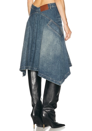 Brandon Maxwell Frankie Skirt in Dakota Wash - Blue. Size 24 (also in 27).