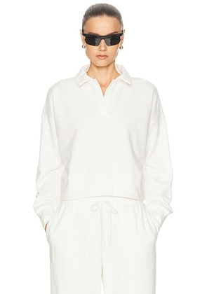 Beyond Yoga Luxefleece Collared Sweatshirt in Fresh Snow - White. Size M (also in L, S, XS).