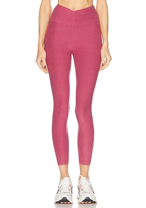 Beyond Yoga Spacedye Centered Midi Legging in Smooth Mauve Heather - Mauve. Size M (also in S, XS).
