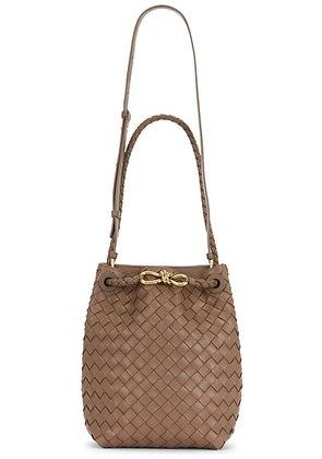 Bottega Veneta Small Andiamo Bucket Bag in Pinecone & Muse Brass - Taupe. Size all.