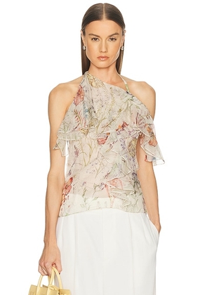 McQueen Halter Neck Ruffle Top in Ivory - Ivory. Size 38 (also in 36, 40).