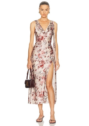 Acne Studios Cracked Rose Satin Dress in Multi Beige - Beige. Size 34 (also in 36, 40).