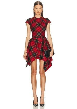 McQueen High Neck Mini Dress in Red  Black  & Yellow - Red. Size 38 (also in 40, 42).