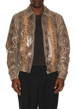 Amiri Leather Snake Western Jacket in Multi - Brown. Size 50 (also in 46).