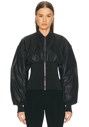 Atlein Ribbed Waist Bomber Jacket in Black - Black. Size L (also in ).