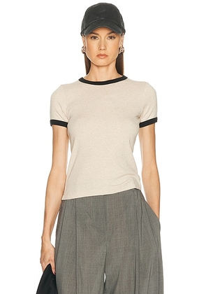 Enza Costa Cotton Classic Ringer Tee in Wheat & Black - Beige. Size L (also in M, S, XS).