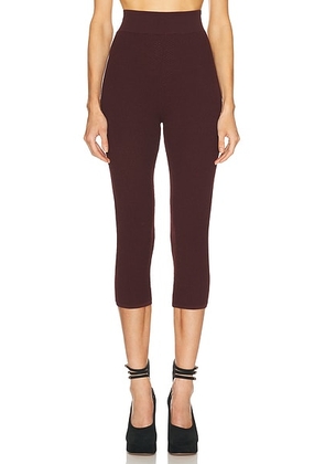 Chloe Stretch Knit Capri Pant in Vintage Brown - Burgundy. Size S (also in L).