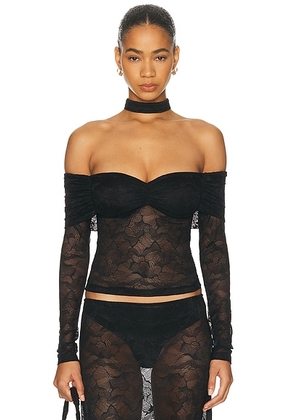 Eliou Lilu Top in Black Hibiscus Lace - Black. Size M (also in S).