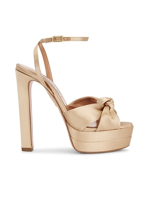 Aquazzura Cupid 130 Plateau Sandal in Warm Nude - Nude. Size 36 (also in 38, 40, 41).