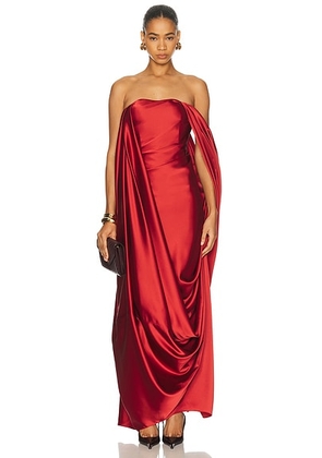 Alejandra Alonso Rojas Draped Overlay Gown in Rust - Rust. Size 0 (also in 2).