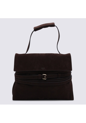 Moschino Brown Leather Top Handle Bag