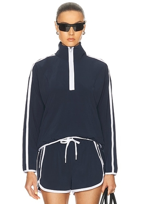Beyond Yoga The Course Contrast Half Zip Jacket in Nocturnal Navy - Navy. Size S (also in XS).