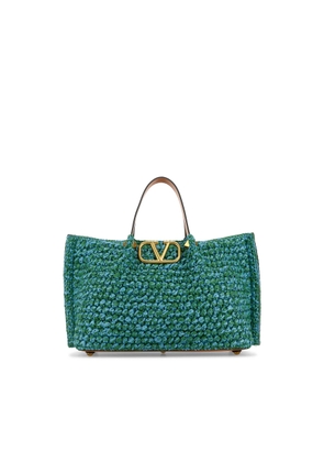 Valentino Garavani Two-Tone Raffia Medium Shopping Bag
