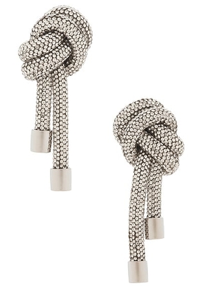 AREA Crystal Knot Earrings in Clear Crystal & Silver - Metallic Silver. Size all.