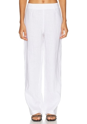 AEXAE Linen Flat Pant in White - White. Size L (also in XS, S, M).