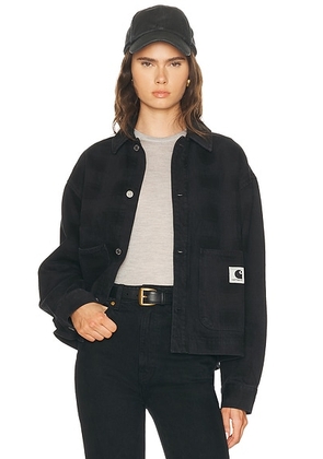 Carhartt WIP Everson Shirt Jacket in Everson Print Black - Black. Size L (also in M, S, XS).