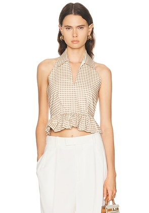 CAROLINE CONSTAS Aya Halter Top in Beige - Beige. Size M (also in S).