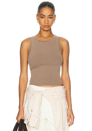 Citizens of Humanity Isabel Rib Tank Top in Cocoa - Taupe. Size L (also in XS, S, M).