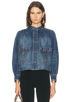 Chloe Denim Jacket in Faded Indigo - Blue. Size 36 (also in 40).