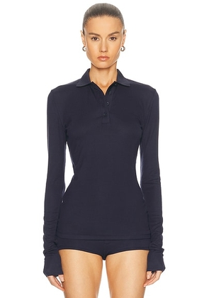 Entire Studios Long Sleeve Polo Top in Ink - Navy. Size XL (also in XS).