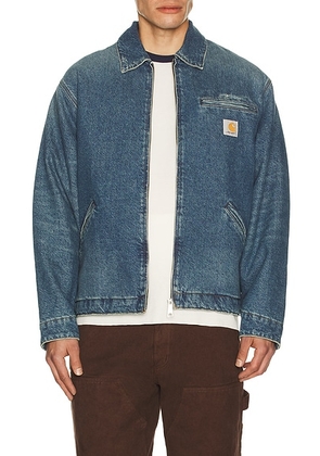 Carhartt WIP Og Detroit Jacket in Blue Grind Wash - Blue. Size L (also in M, S, XL/1X).