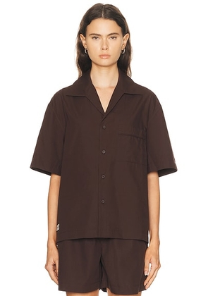 Entire Studios Short Sleeve Pajama Shirt in Brunette - Brown. Size S (also in M, XL, XS).
