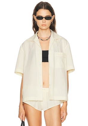 Entire Studios Short Sleeve Pajama Shirt in Off White - Cream. Size XL (also in S, XS).