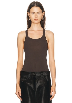 Brandon Maxwell Raven Knit Tank Top in Truffle - Brown. Size M (also in L, S, XS).