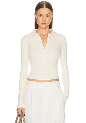 Citizens of Humanity Brea 60's Polo Shirt in Dune - Cream. Size L (also in XS, S, M).