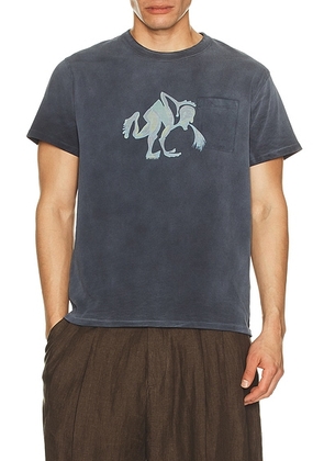 ERL Unisex Puke T-shirt Knit in Blue - Blue. Size L (also in M, S, XL/1X).